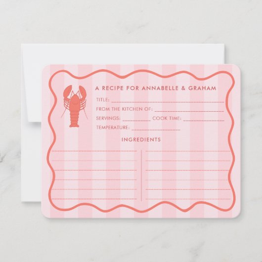 Rode Roze Kreeft Doodle Vrijgezellenfeest Recept K Kaart (Voorkant)