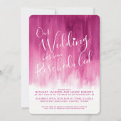 Rode roze kunst herschikt bruiloft kaart (Voorkant)