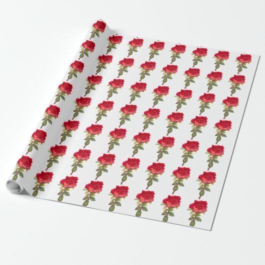 Rode roze kunst op witte achtergrond cadeaupapier (Uitgerold)
