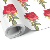 Rode roze kunst op witte achtergrond cadeaupapier (Rol Hoek)
