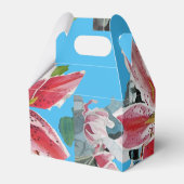 Rode Roze Lelie Bloem Blauwe Trouwtaart Favor Doos Bedankdoosjes (Achterkant)