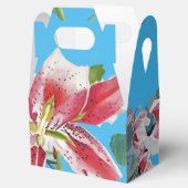 Rode Roze Lelie Bloem Blauwe Trouwtaart Favorieten Bedankdoosjes (Geopend)