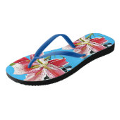 Rode Roze Lelie Lillies bloemig Blauwe Uw Vreugde Teenslippers (Schuin)