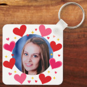 Rode Roze Liefde Harten Aangepaste Foto Personalis Sleutelhanger (Achterkant)