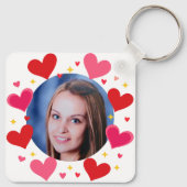 Rode Roze Liefde Harten Aangepaste Foto Personalis Sleutelhanger (Achterkant)