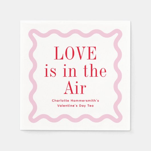 Rode Roze Liefde is in de Air Wavy Square Servet (Voorkant)