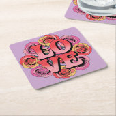 Rode Roze LIEFDE Lavendel Onderzetter Set (Schuin)