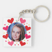 Rode Roze Liefdes Hartjes Aangepaste Foto Persoonl Sleutelhanger (Achterkant)