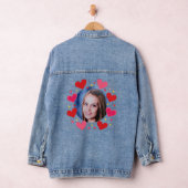 Rode Roze Liefdesharten Aangepaste Foto Persoonlij Denim Jacket (Hangar)
