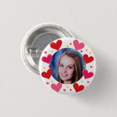 Rode Roze Liefdeshartjes Aangepaste Foto Persoonli Ronde Button 3,2 Cm (Voorkant /achterkant)