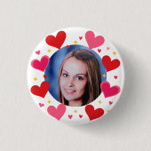 Rode Roze Liefdeshartjes Aangepaste Foto Persoonli Ronde Button 3,2 Cm (Voorkant)