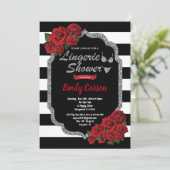 Rode roze lingerie douche zwart-zilver kaart (Staand voorkant)