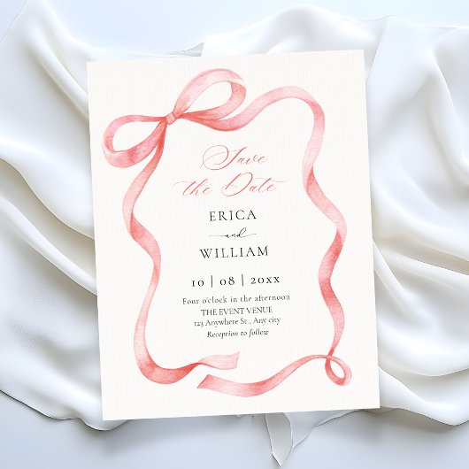 Rode roze linten strik save the date