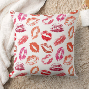 Rode & Roze Lippenstift Kusjes Patroon Kussen