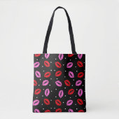 Rode roze lipstick, Prints over de hele Canvas tas (Voorkant)