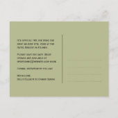 Rode roze lotusbloemen modern groen save the date aankondigingskaart (Achterkant)