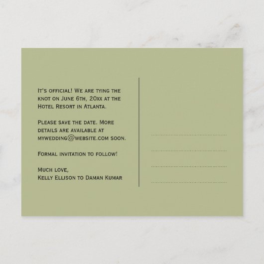 Rode roze lotusbloemen modern groen save the date aankondigingskaart (Achterkant)