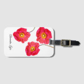 Rode roze mage papaver bagagelabel (Voorkant (horizontaal))