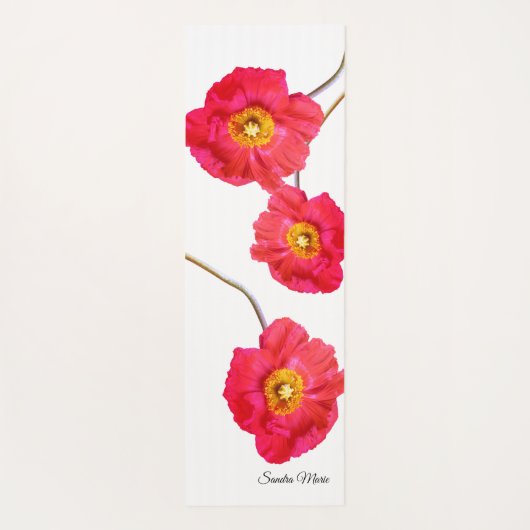 Rode roze mage papaver yogamat (Achterkant)