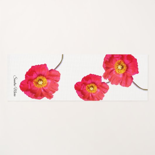 Rode roze mage papaver yogamat (Voorkant (horizontaal))