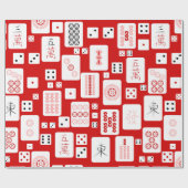 Rode Roze Mahjong Chinese tegels Spel Aziatisch Cadeaupapier (Vlak)