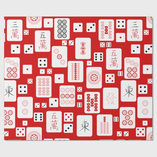 Rode Roze Mahjong Chinese tegels Spel Aziatisch Cadeaupapier (Vlak)