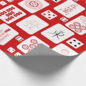 Rode Roze Mahjong Chinese tegels Spel Aziatisch Cadeaupapier (Hoek)