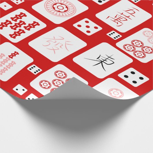 Rode Roze Mahjong Chinese tegels Spel Aziatisch Cadeaupapier (Hoek)