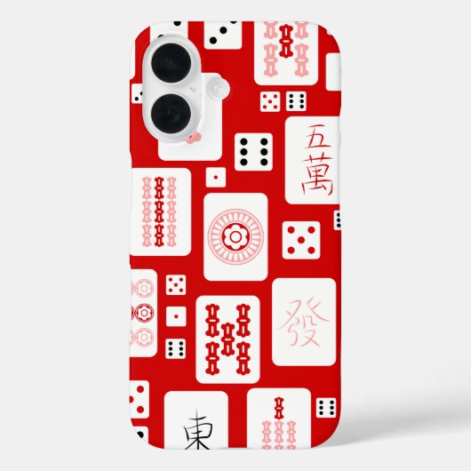 Rode Roze Mahjong Chinese tegels Spel Aziatisch Case-Mate iPhone Case (Achterkant)