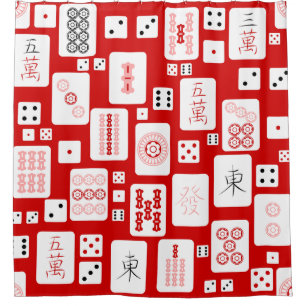 Rode Roze Mahjong Chinese tegels Spel Aziatisch Douchegordijn