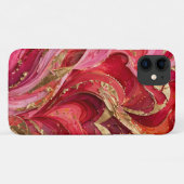 Rode & Roze Marmer Gouden iPhone 11 Hoesje (Achterkant (horizontaal))