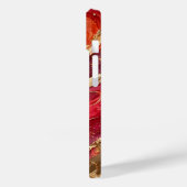 Rode & Roze Marmer Gouden iPhone 14 Hoes (Achterkant / Links)