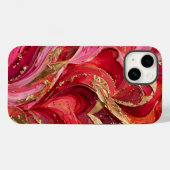 Rode & Roze Marmer Gouden iPhone 14 Hoesje (Achterkant (horizontaal))