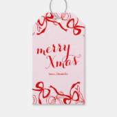 Rode Roze Meisjesachtige Coquette Kerst Cadeaulabel (Voorkant)