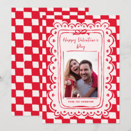 Rode Roze Met De Hand Getekende Boog Frame Foto Va Feestdagenkaart