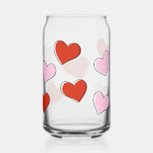Rode & Roze Met de Hand Getekende Harten Kun Glas (Achterkant)