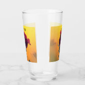 Rode roze met een geel bruiloft glas (Rechts)