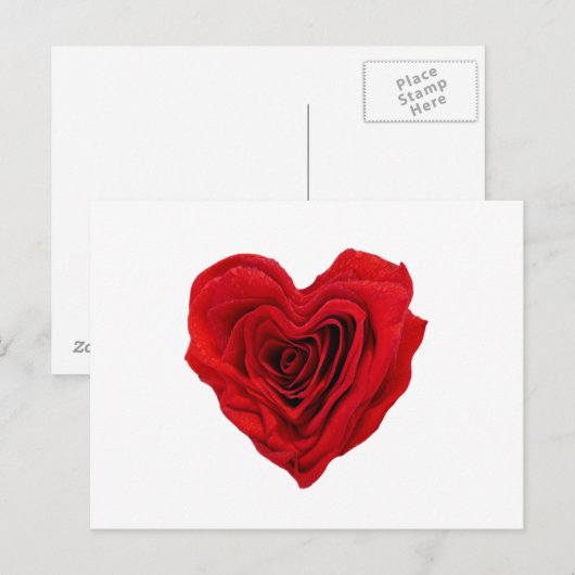 Rode roze met een hartvorm briefkaart (Voorkant / Achterkant)