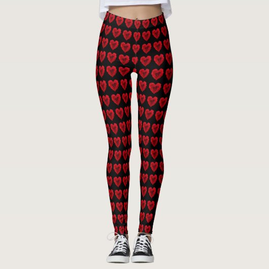 Rode roze met een hartvorm leggings (Voorkant)