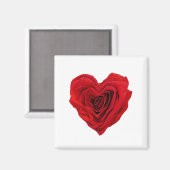 Rode roze met een hartvorm magneet (Voorkant / Achterkant)