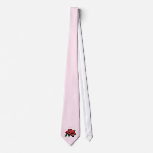 Rode roze met knoppen en bladeren stropdas (Voorkant)