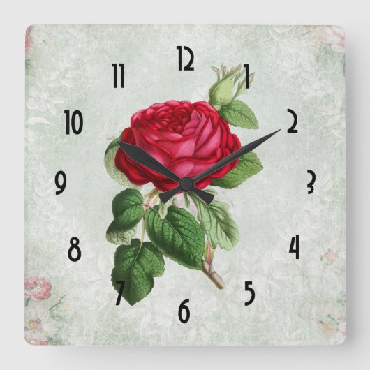  rode roze met olie vierkante klok (Voorkant)