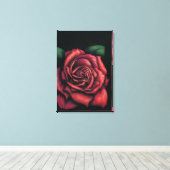 Rode roze met zwarte achtergrond canvas afdruk (Insitu (Houten vloer))