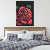 Rode roze met zwarte achtergrond canvas afdruk (Insitu (Slaapkamer))