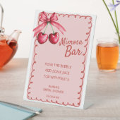 Rode & Roze Mimosa Bar Cherry Vrijgezellenfeest Reclamebord Met Voetstuk (Insitu)