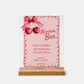 Rode & Roze Mimosa Bar Kersen Bruidsfeestje Acryl Bord (Voorkant)
