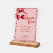 Rode & Roze Mimosa Bar Kersen Bruidsfeestje Acryl Bord (Hoek)