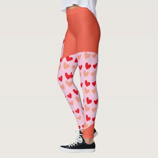 rode roze mini harten leggings (Links)