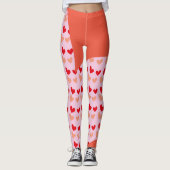 rode roze mini harten leggings (Voorkant)
