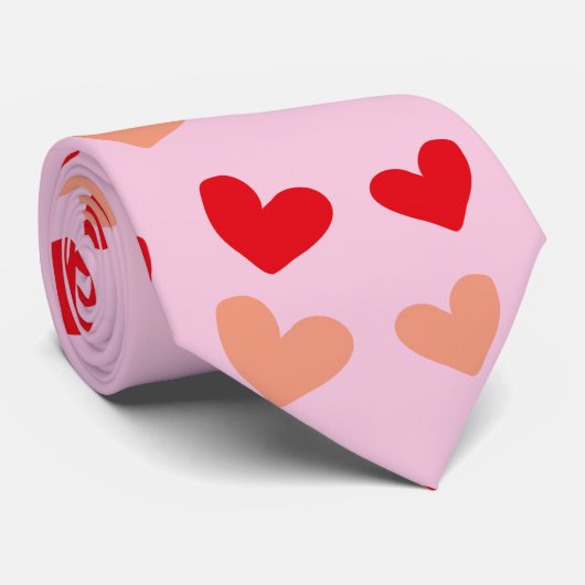 rode roze mini harten stropdassen (Opgerold)